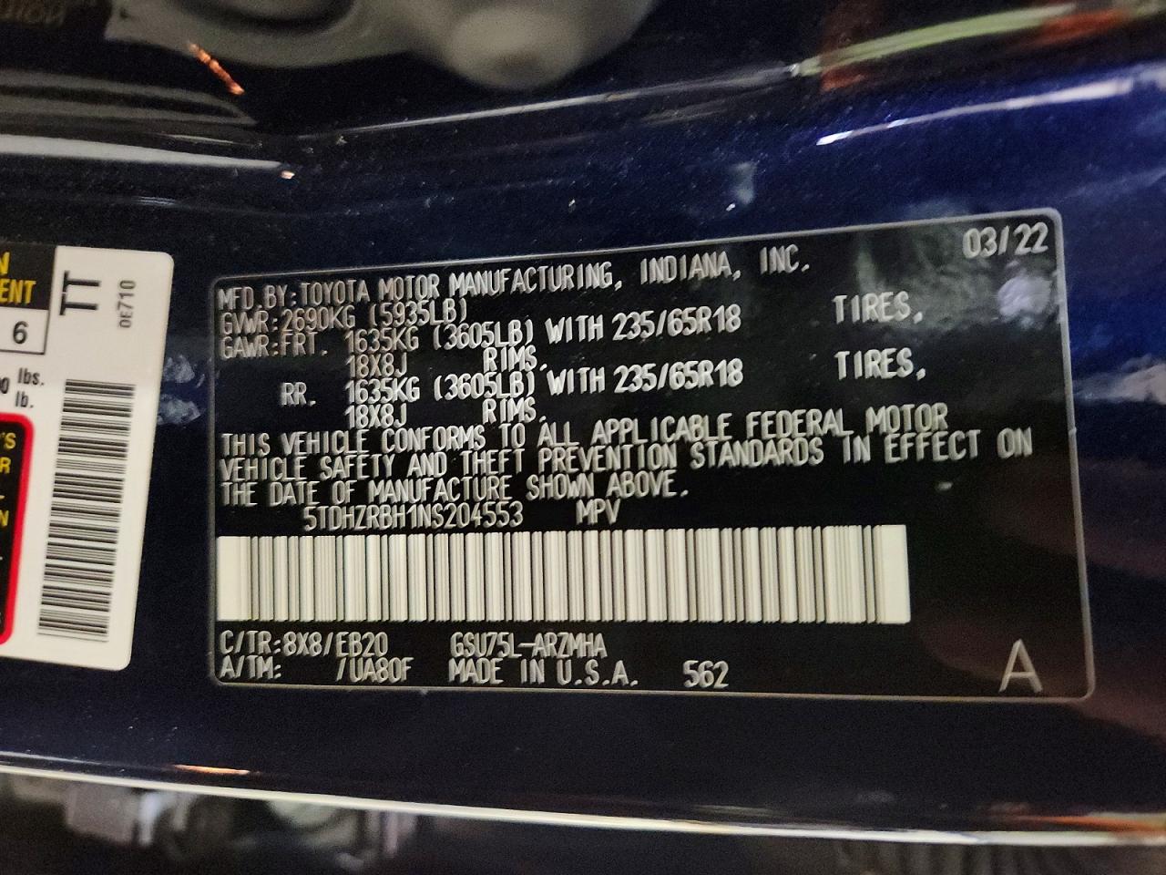 2022 TOYOTA HIGHLANDER XLE photo 13