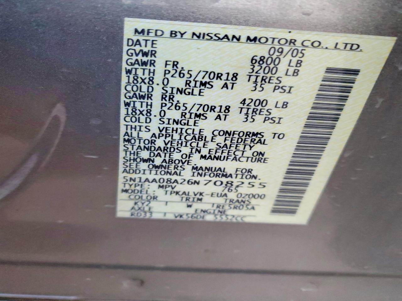 2006 NISSAN ARMADA SE photo 13