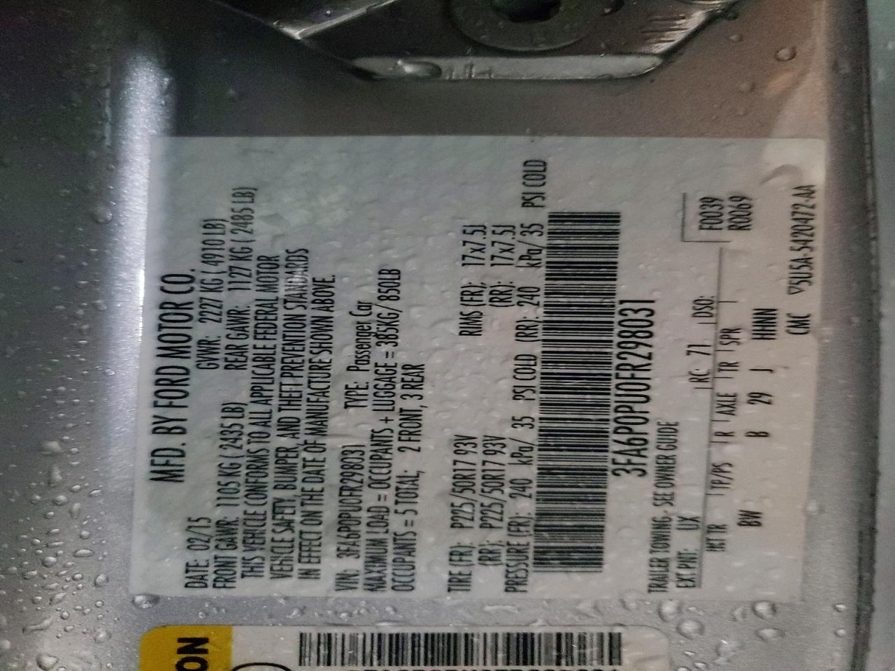 2015 FORD FUSION SE PHEV photo 12