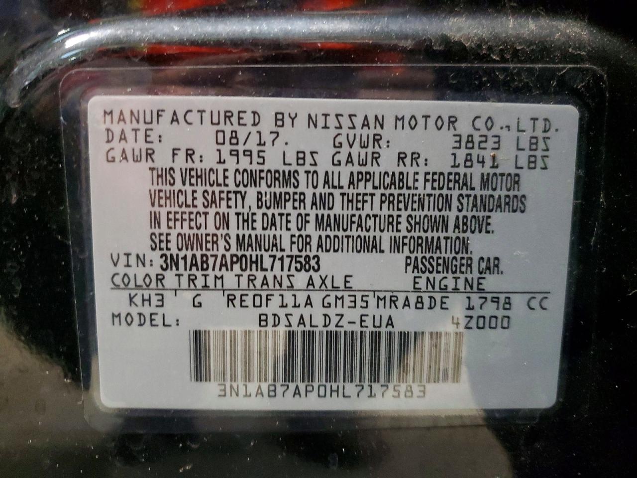2017 NISSAN SENTRA S photo 12
