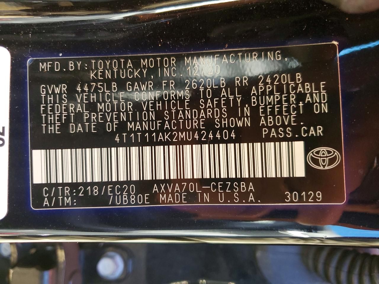 2021 TOYOTA CAMRY SE photo 12
