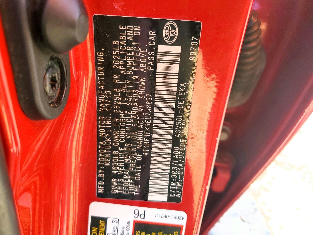 2014 TOYOTA CAMRY L photo 12