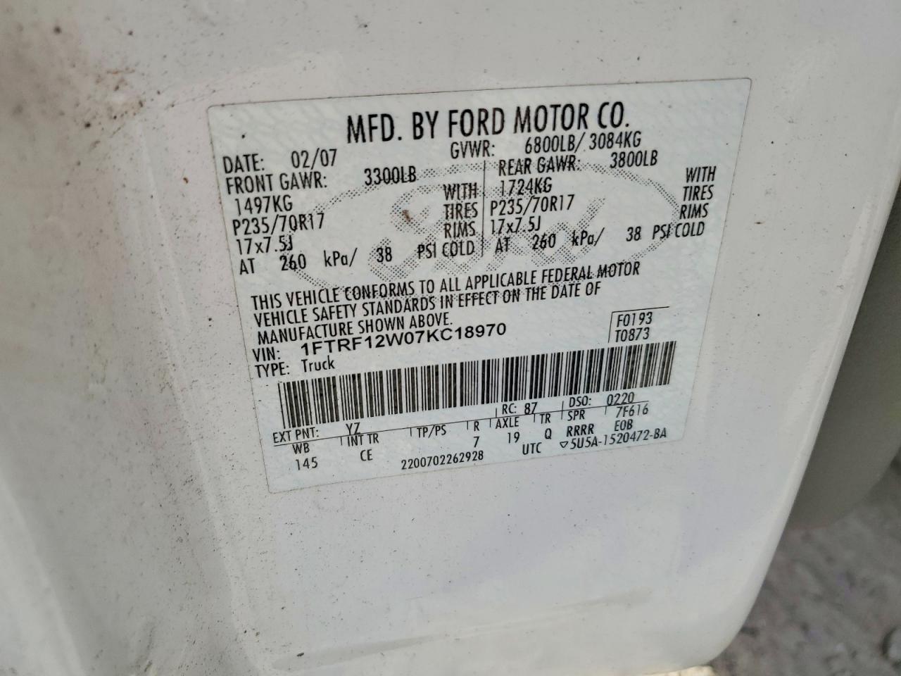 2007 FORD F150 photo 12
