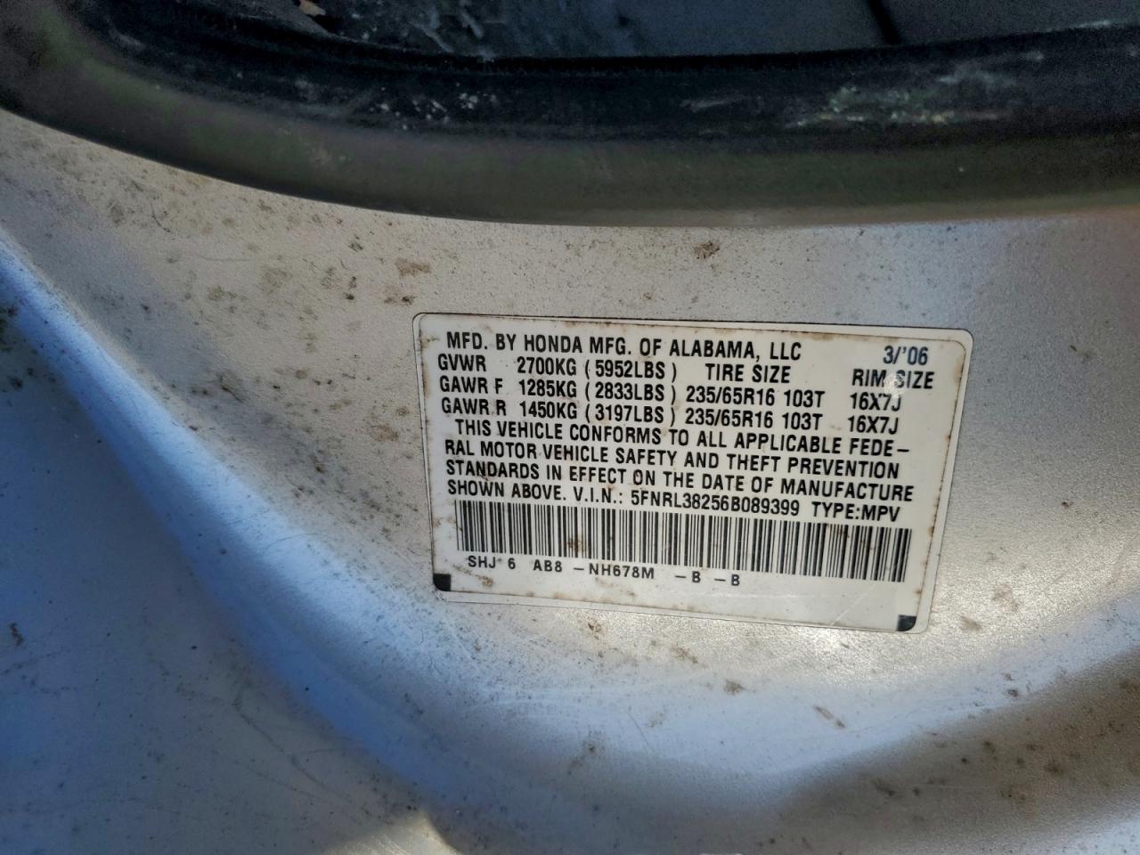 2006 HONDA ODYSSEY LX photo 13