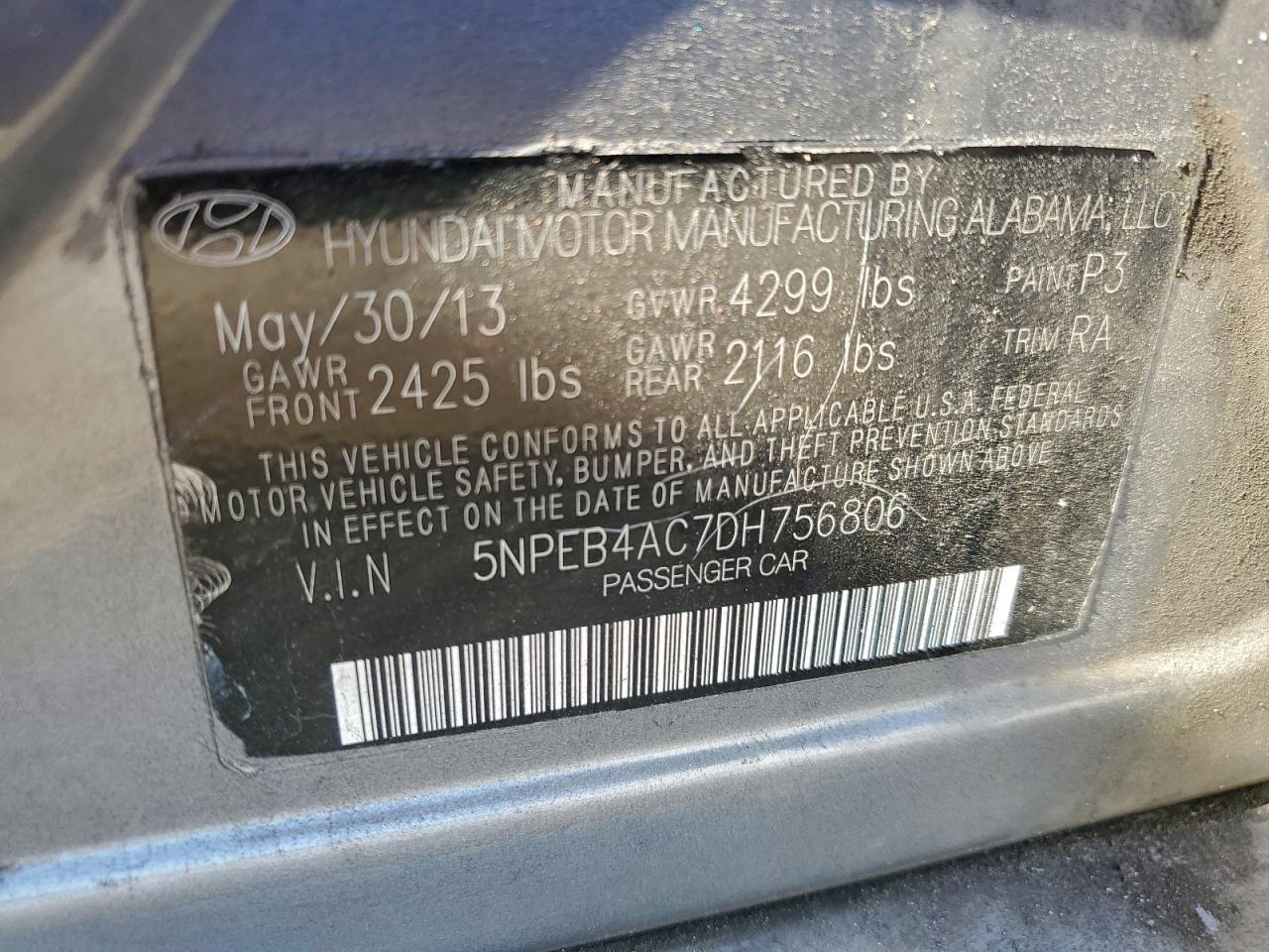 2013 HYUNDAI SONATA GLS photo 12