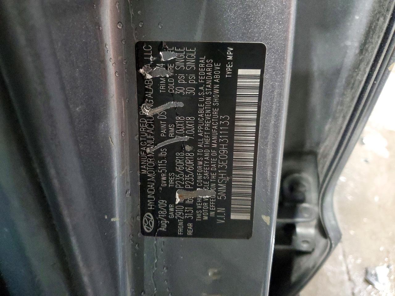 2009 HYUNDAI SANTA FE SE photo 13