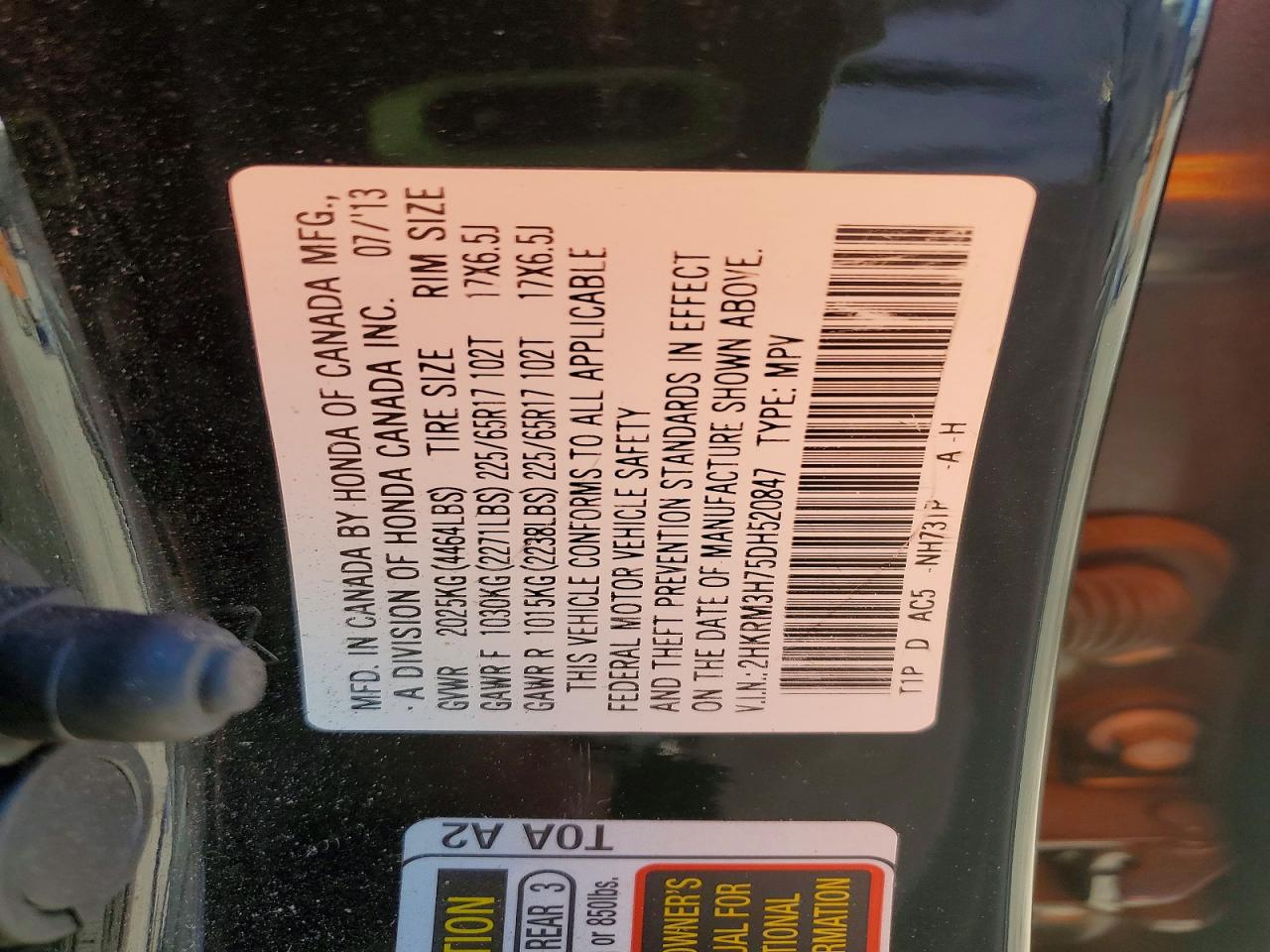 2013 HONDA CR-V EXL photo 13