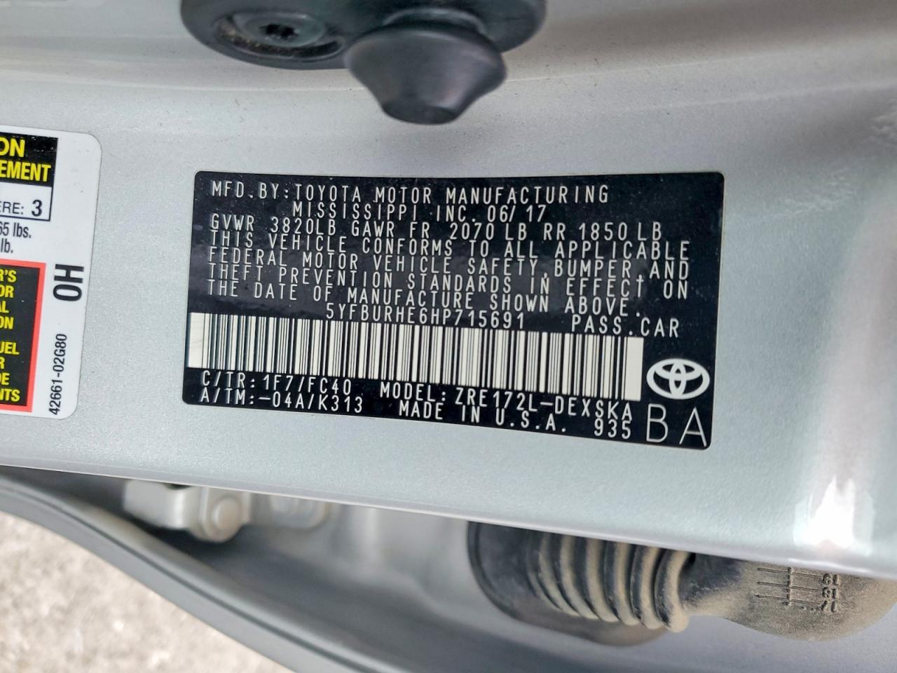2017 TOYOTA COROLLA L photo 13