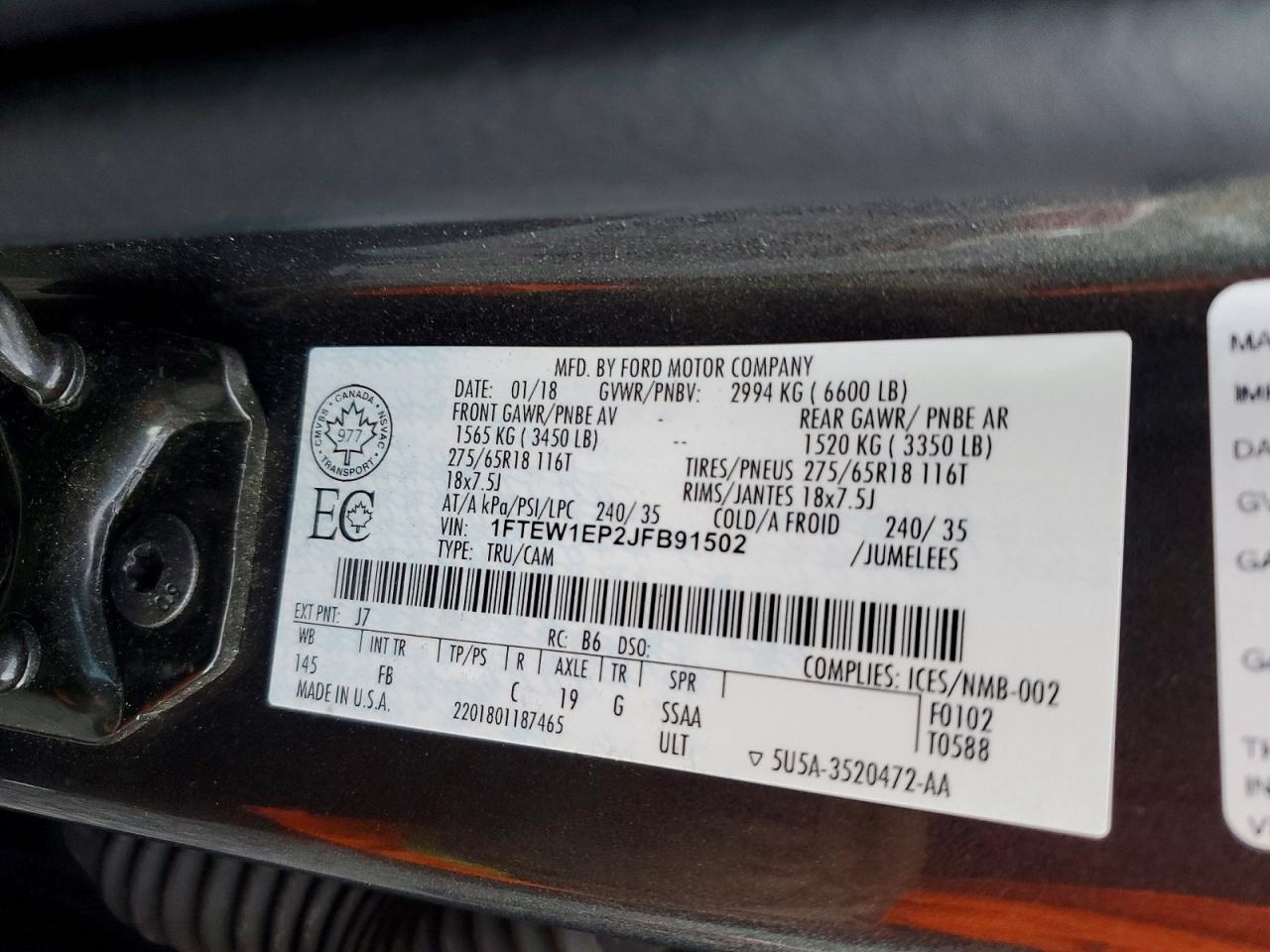 2018 FORD F150 SUPERCREW photo 12