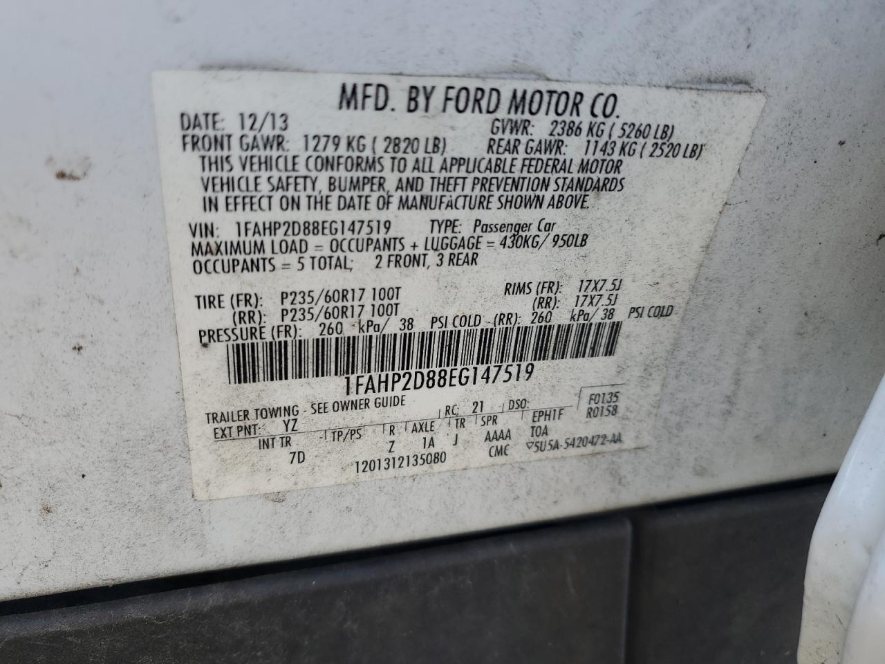 2014 FORD TAURUS SE photo 12