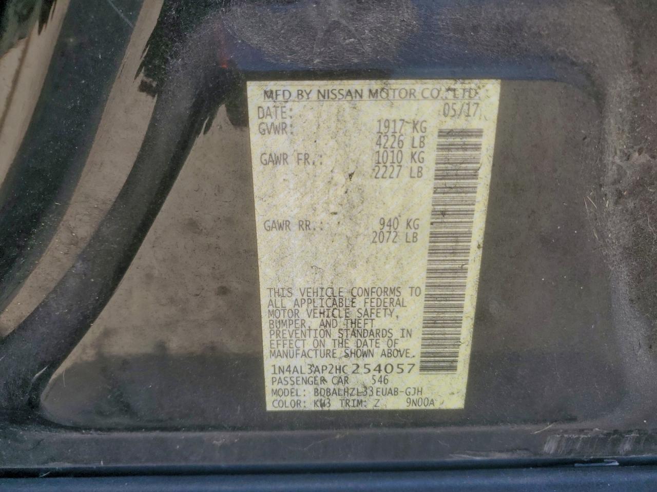 2017 NISSAN ALTIMA 2.5 photo 12