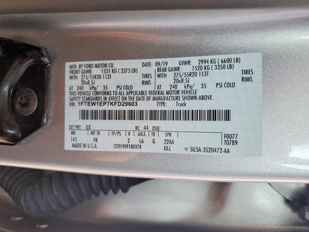 2019 FORD F150 SUPERCREW photo 12