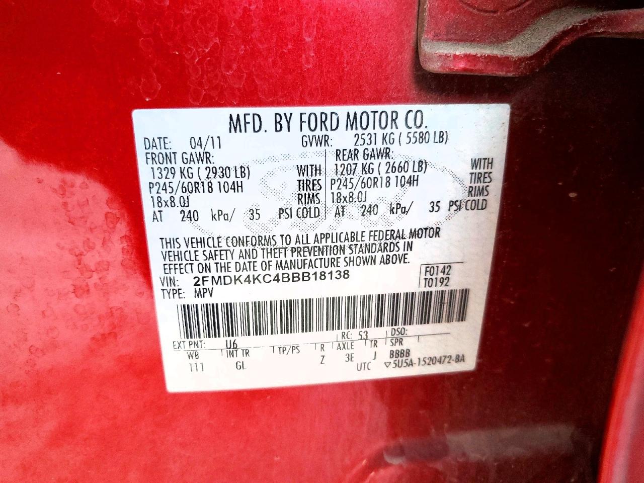 2011 FORD EDGE LIMITED photo 25