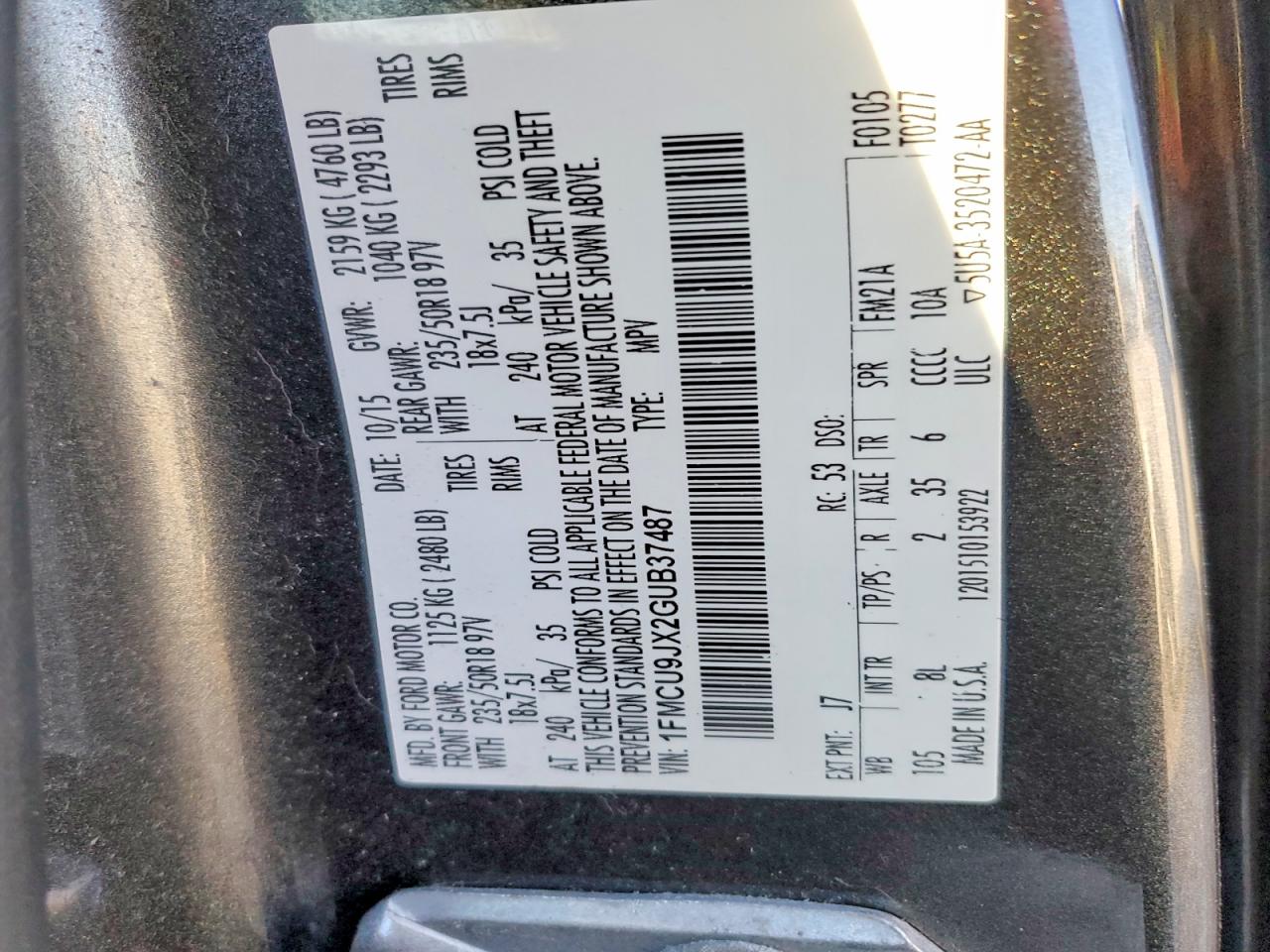 2016 FORD ESCAPE TITANIUM photo 13