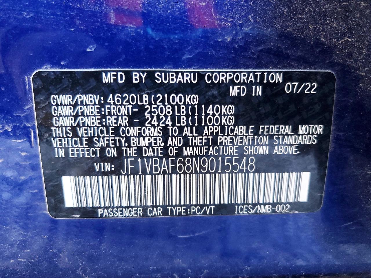 2022 SUBARU WRX PREMIUM photo 13