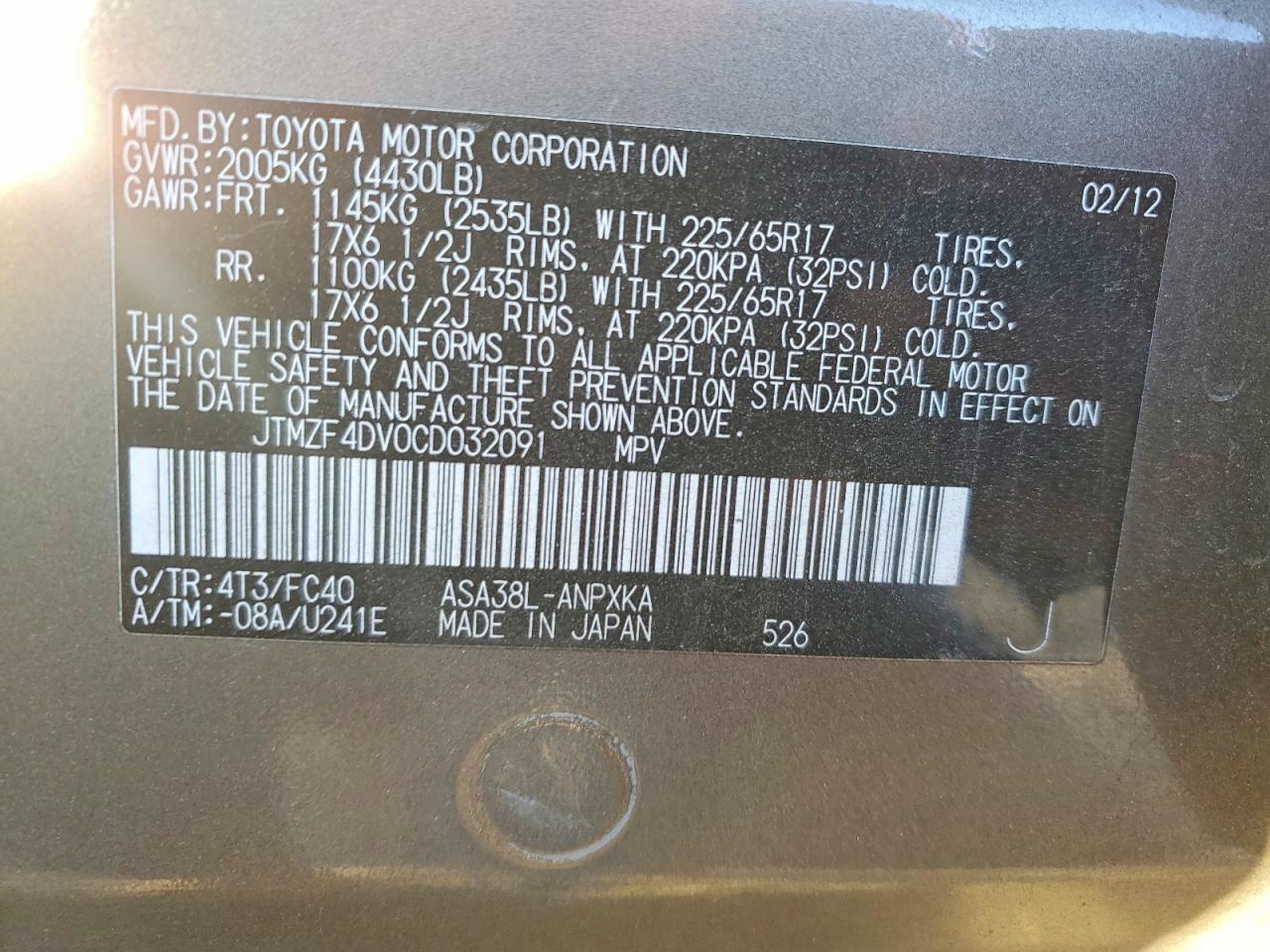 2012 TOYOTA RAV4 photo 14