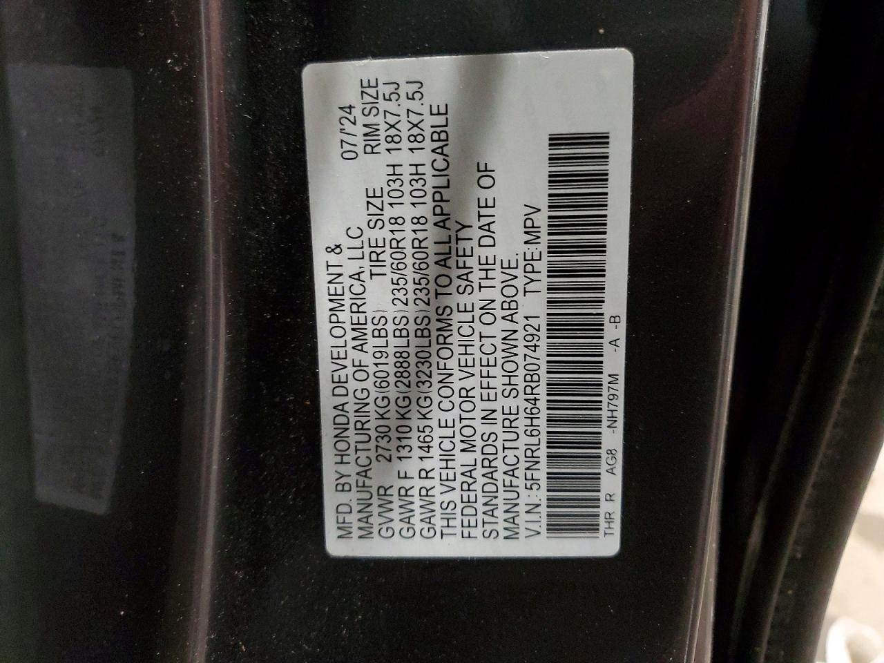 2024 HONDA ODYSSEY EXL photo 13