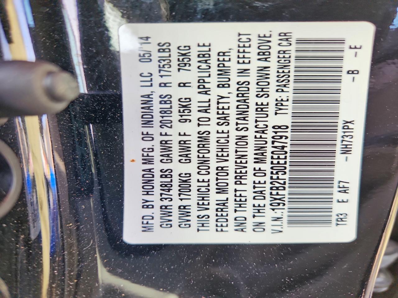 2014 HONDA CIVIC LX photo 12