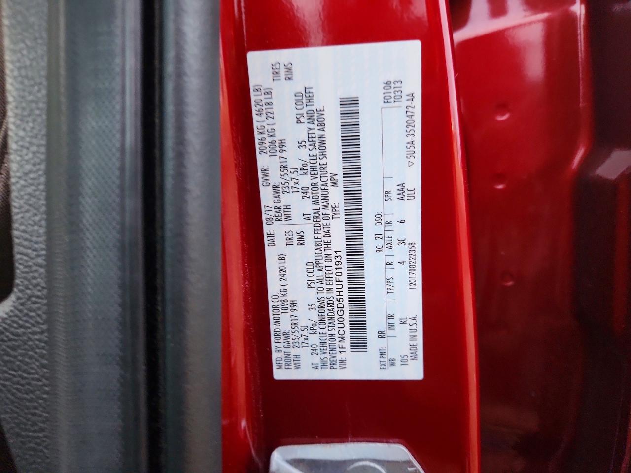 2017 FORD ESCAPE SE photo 14