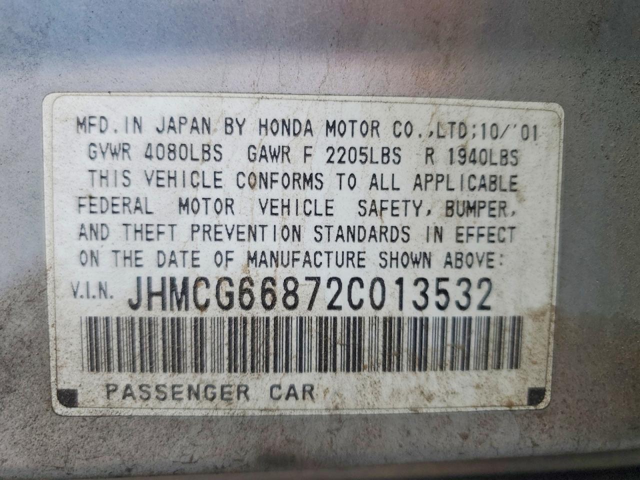 2002 HONDA ACCORD EX photo 13