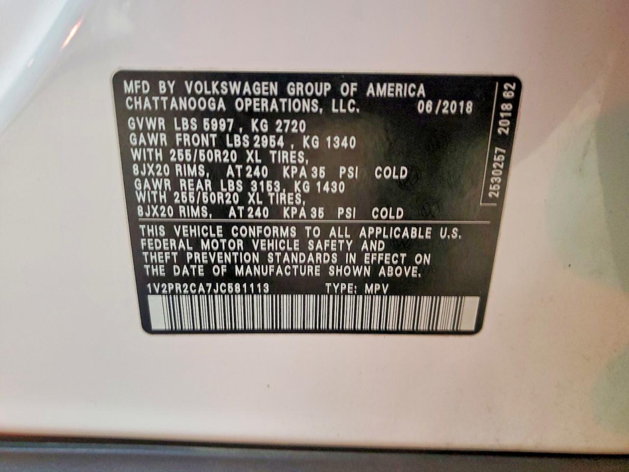 2018 VOLKSWAGEN ATLAS SE photo 14