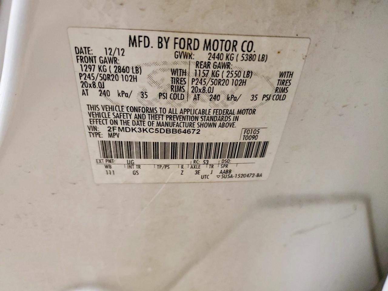 2013 FORD EDGE LIMITED photo 37