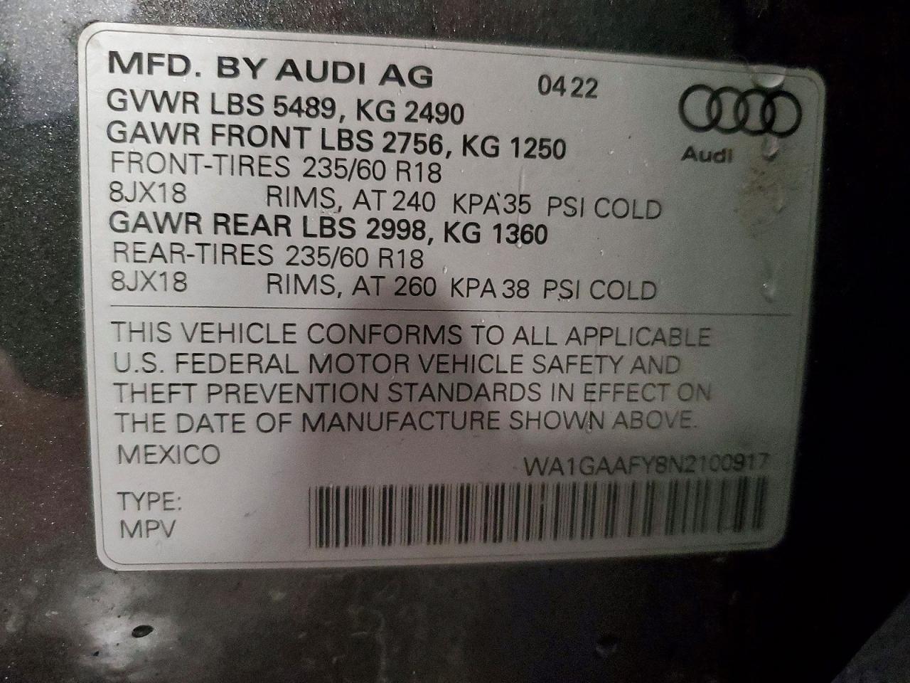 2022 AUDI Q5 PREMIUM 45 photo 13