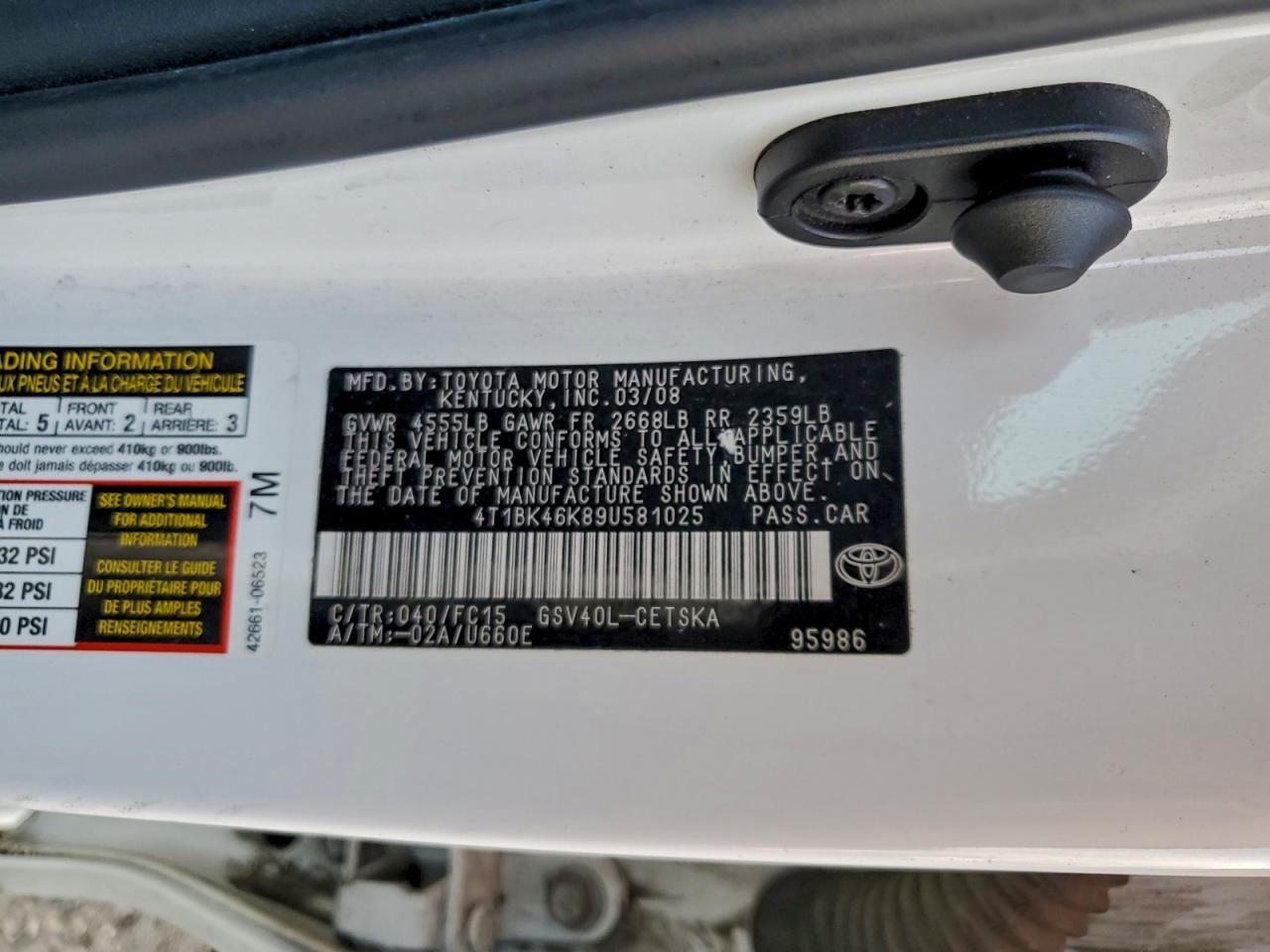 2009 TOYOTA CAMRY SE photo 12
