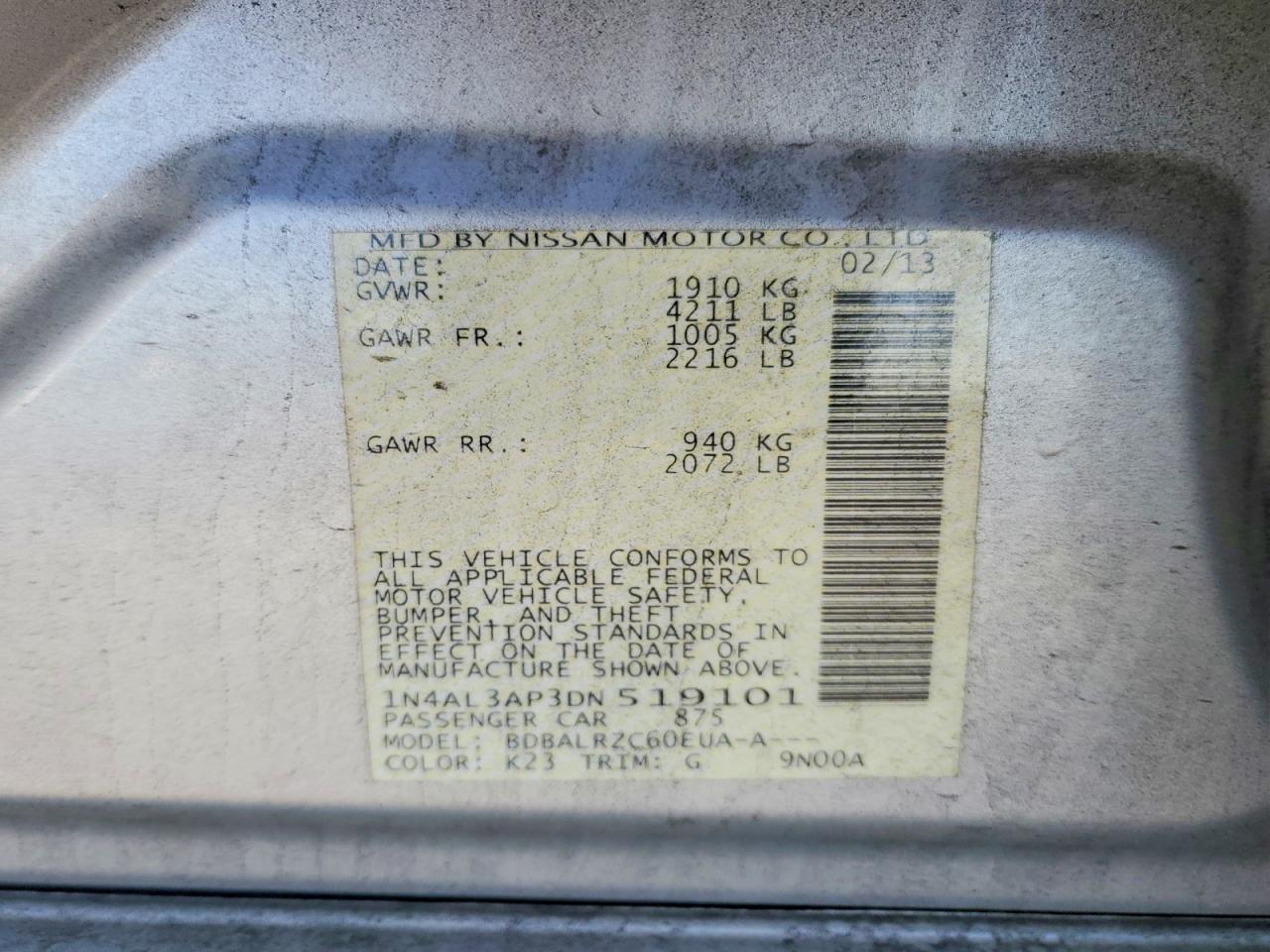 2013 NISSAN ALTIMA 2.5 photo 12