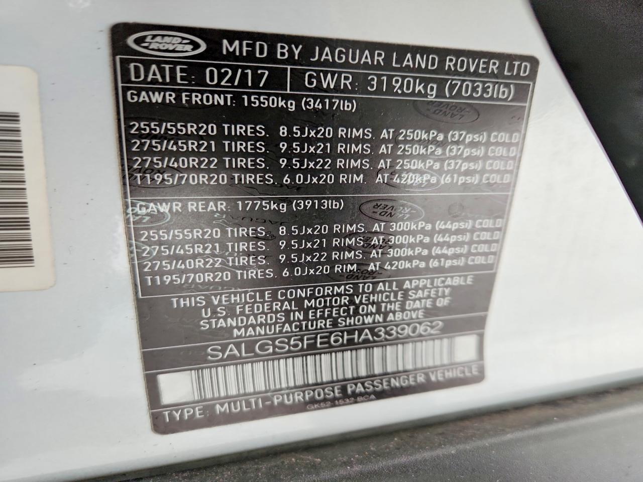 2017 LAND ROVER RANGE ROVER SUPERCHARGED photo 13