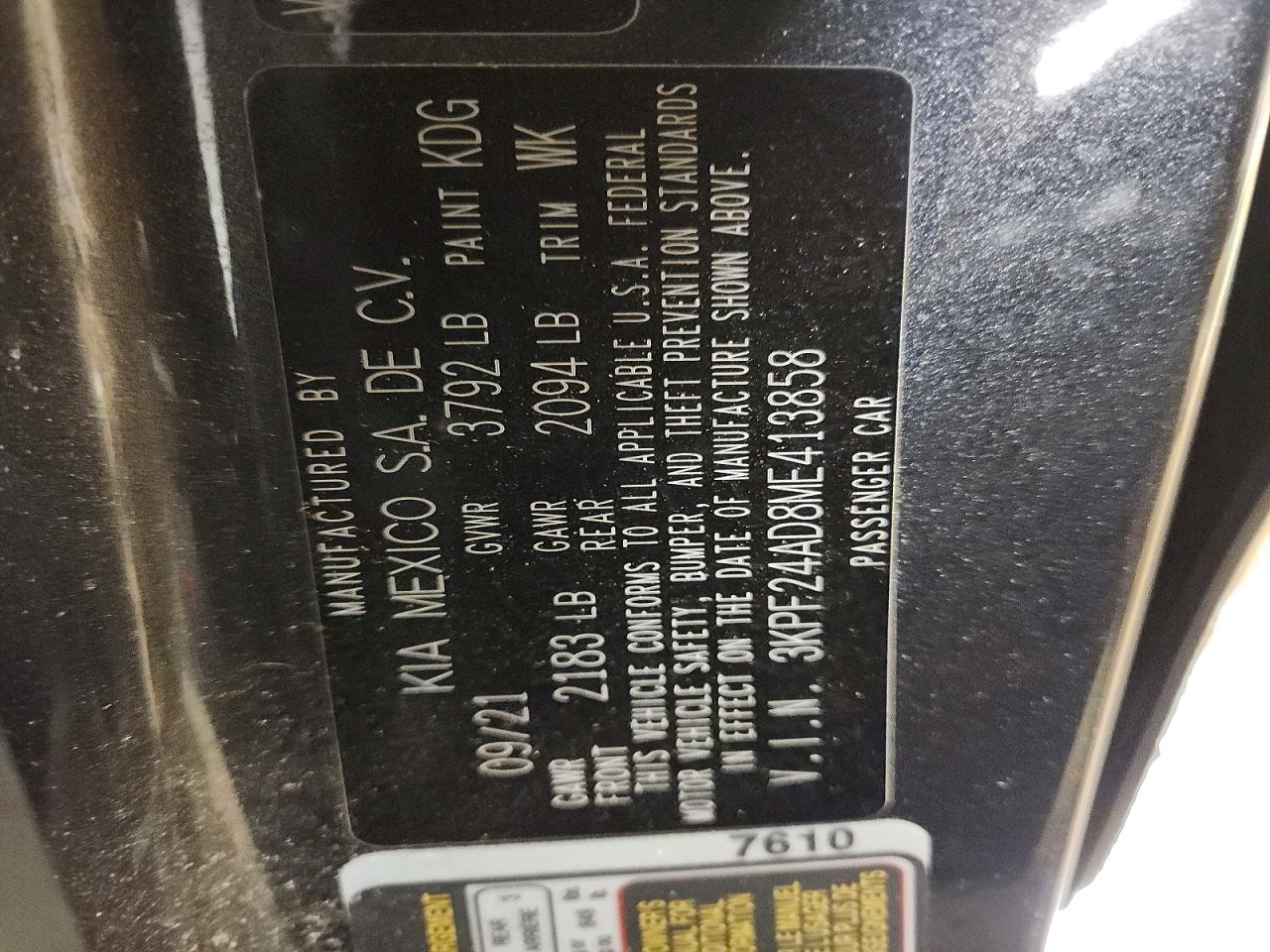 2021 KIA FORTE FE photo 12