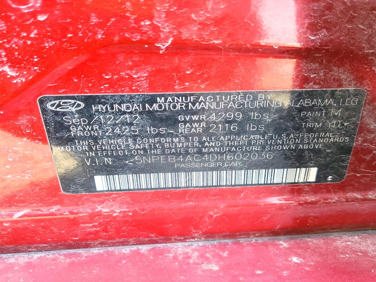 2013 HYUNDAI SONATA GLS photo 13
