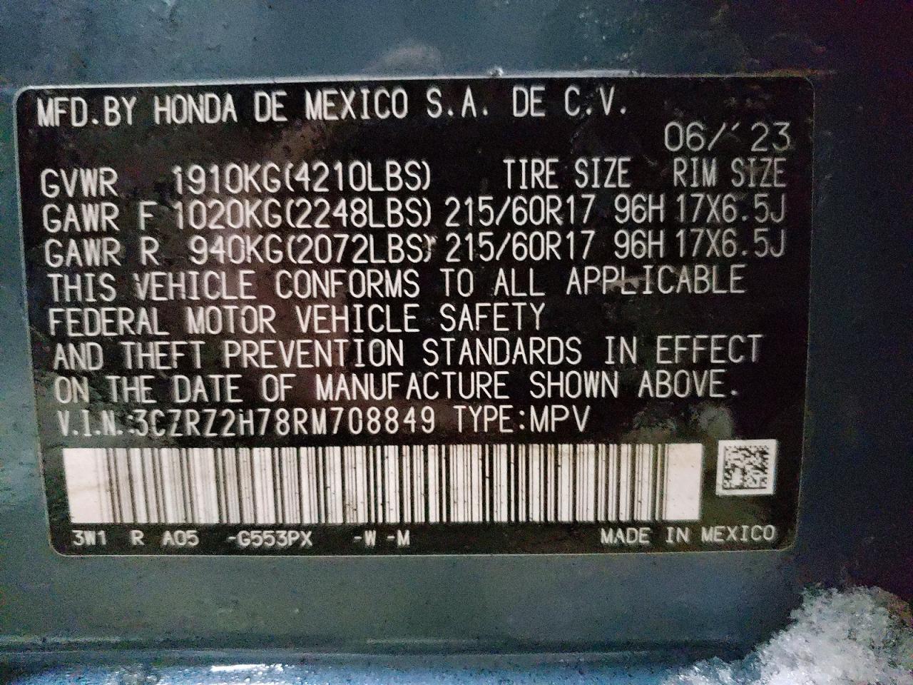 2024 HONDA HR-V EXL photo 13