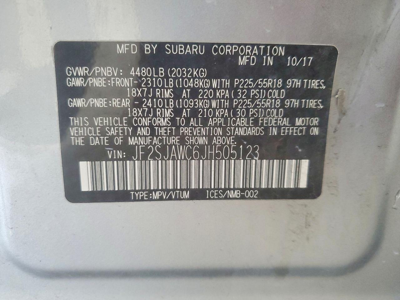 2018 SUBARU FORESTER 2.5I TOURING photo 13