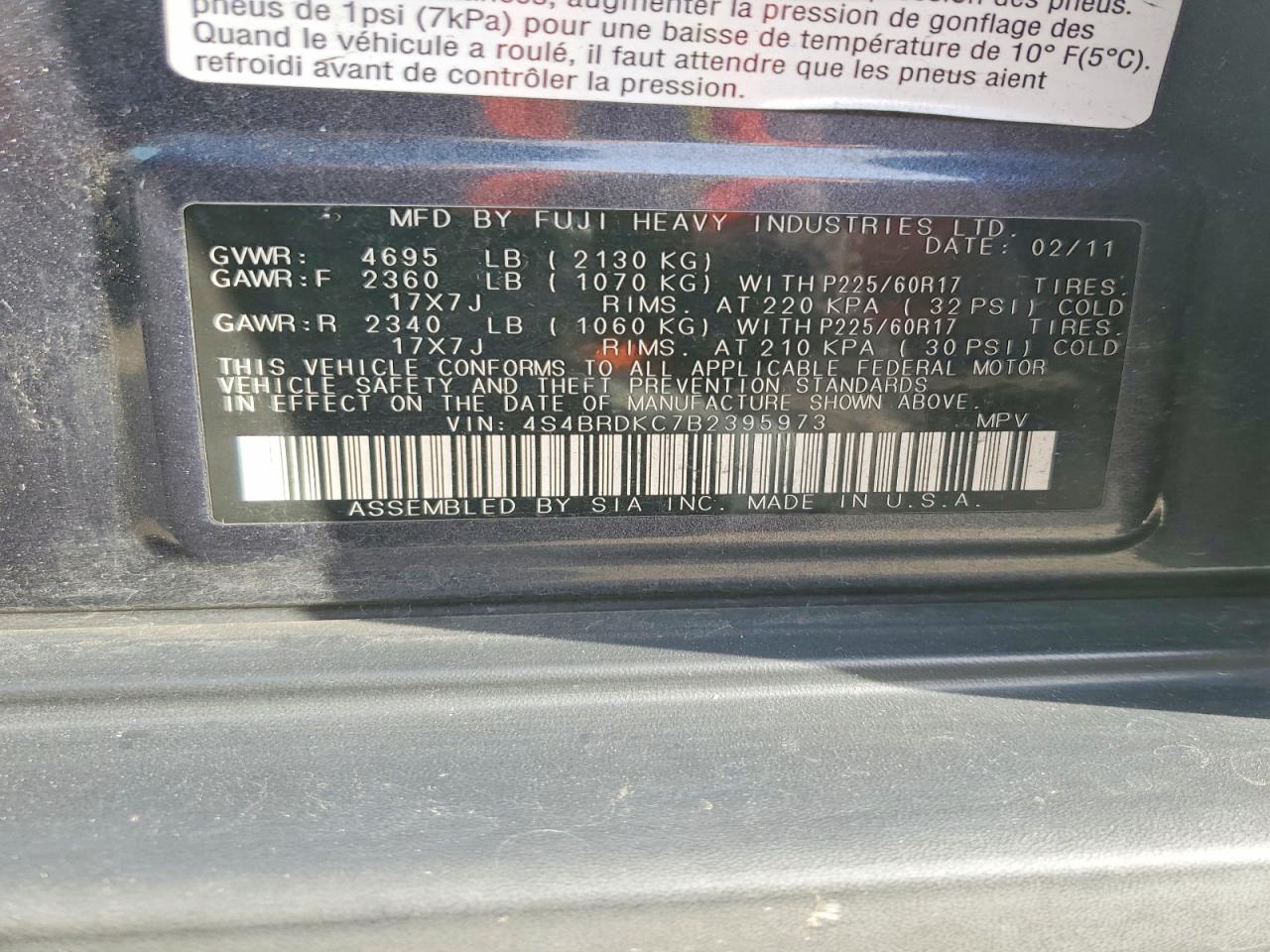 2011 SUBARU OUTBACK 3.6R LIMITED photo 13