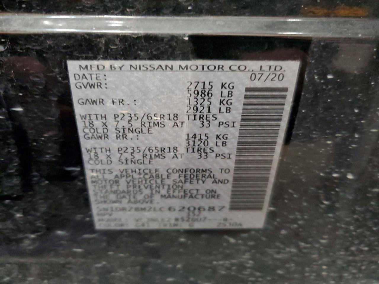 2020 NISSAN PATHFINDER SV photo 37