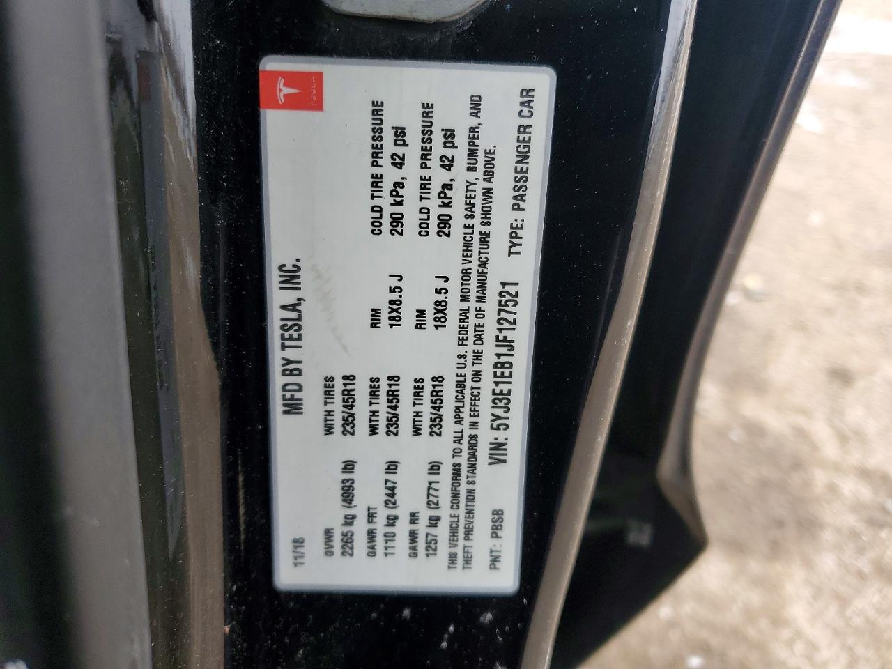 2018 TESLA MODEL 3 photo 23