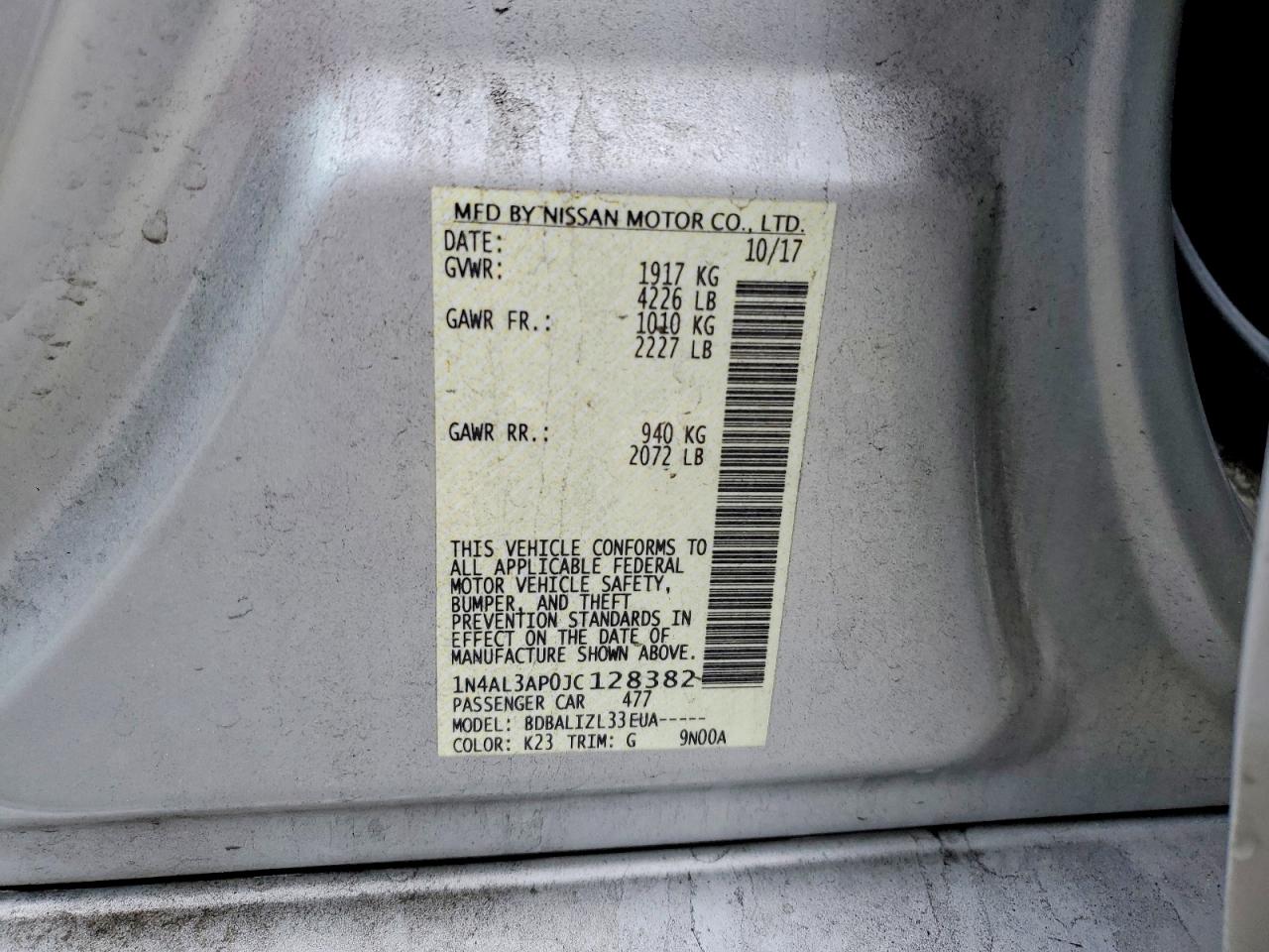 2018 NISSAN ALTIMA 2.5 photo 12