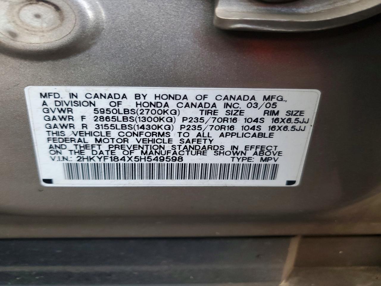 2005 HONDA PILOT EX photo 13