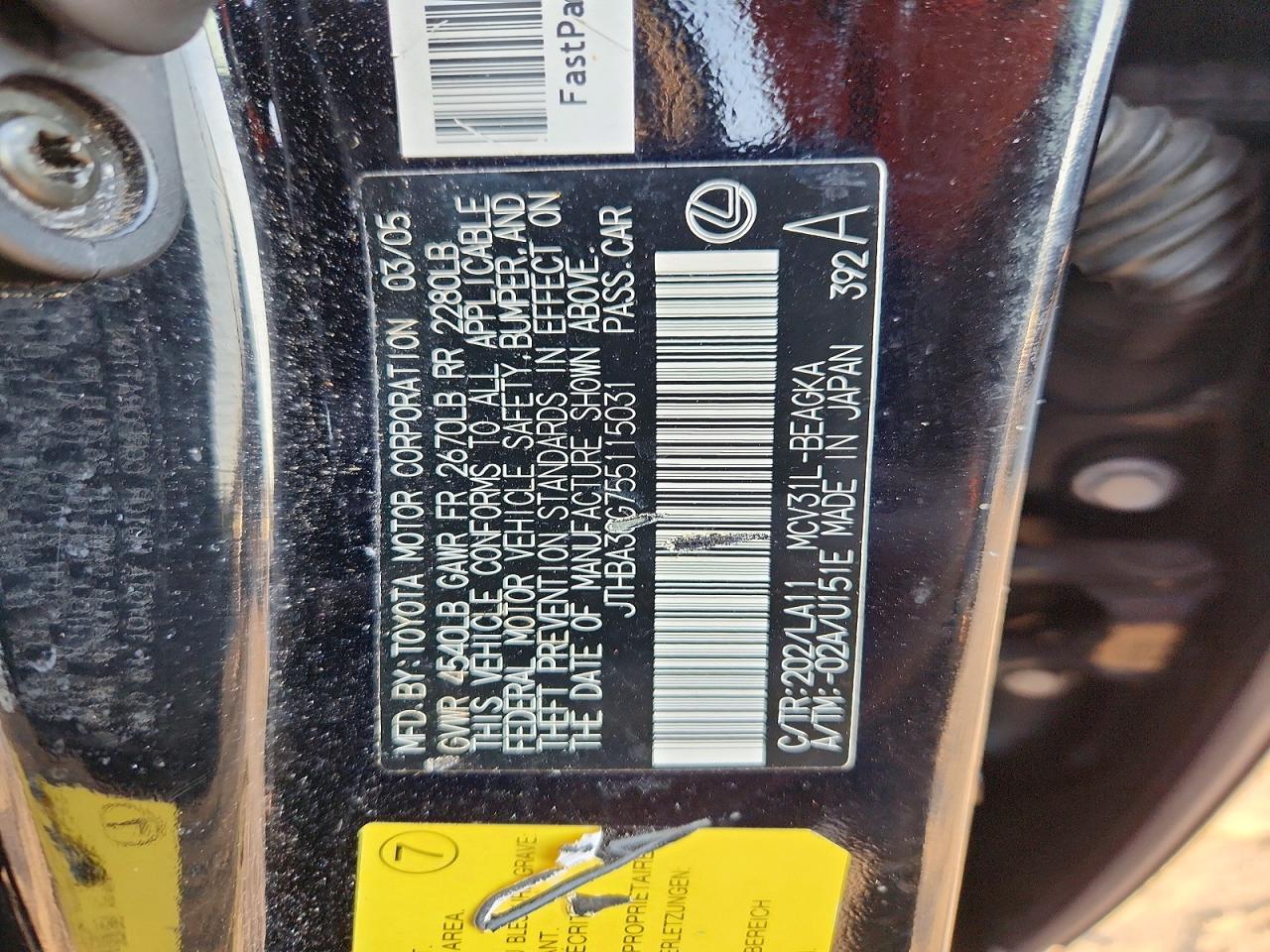 2005 LEXUS ES 330 photo 12