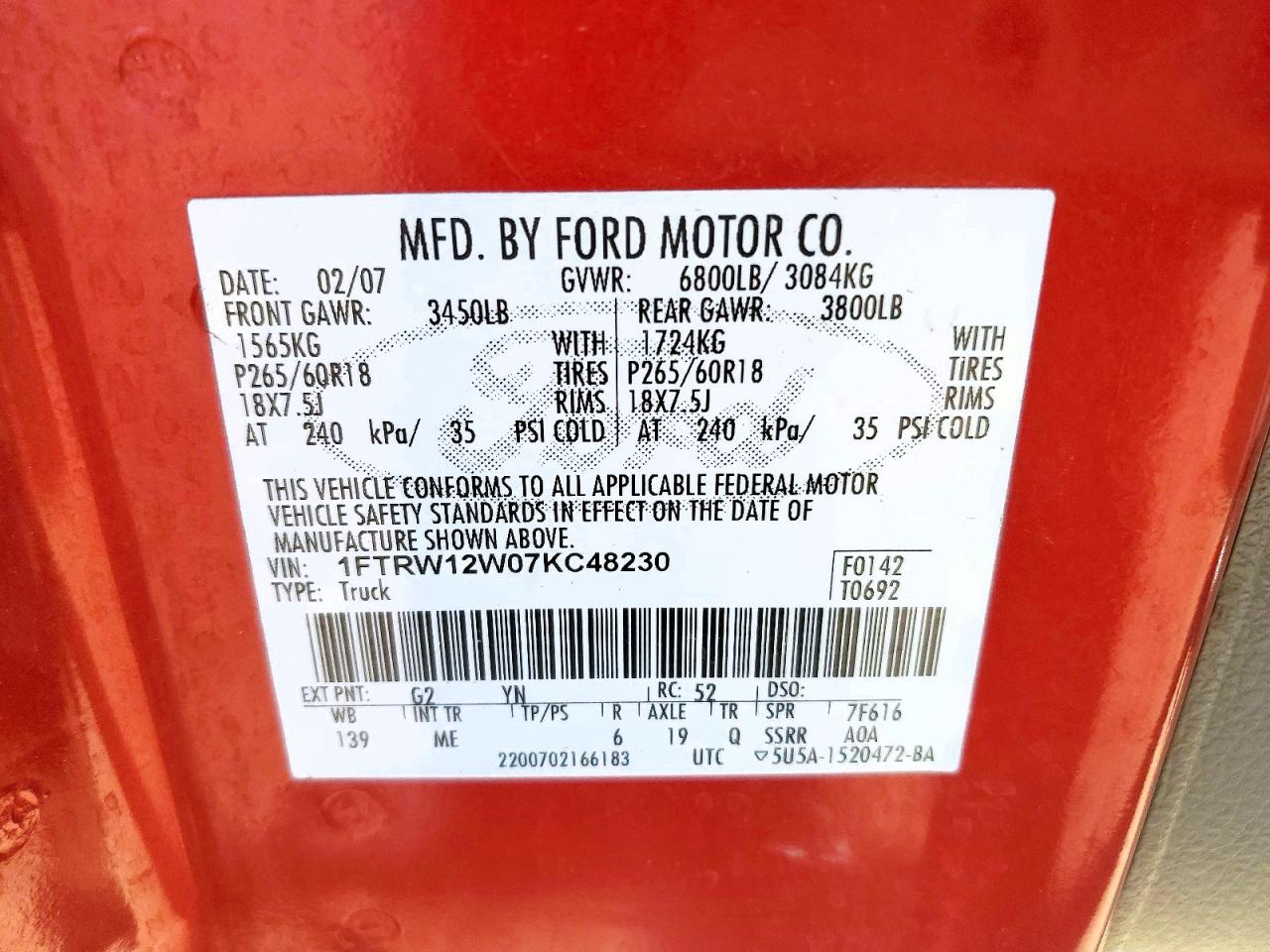 2007 FORD F150 SUPERCREW photo 12