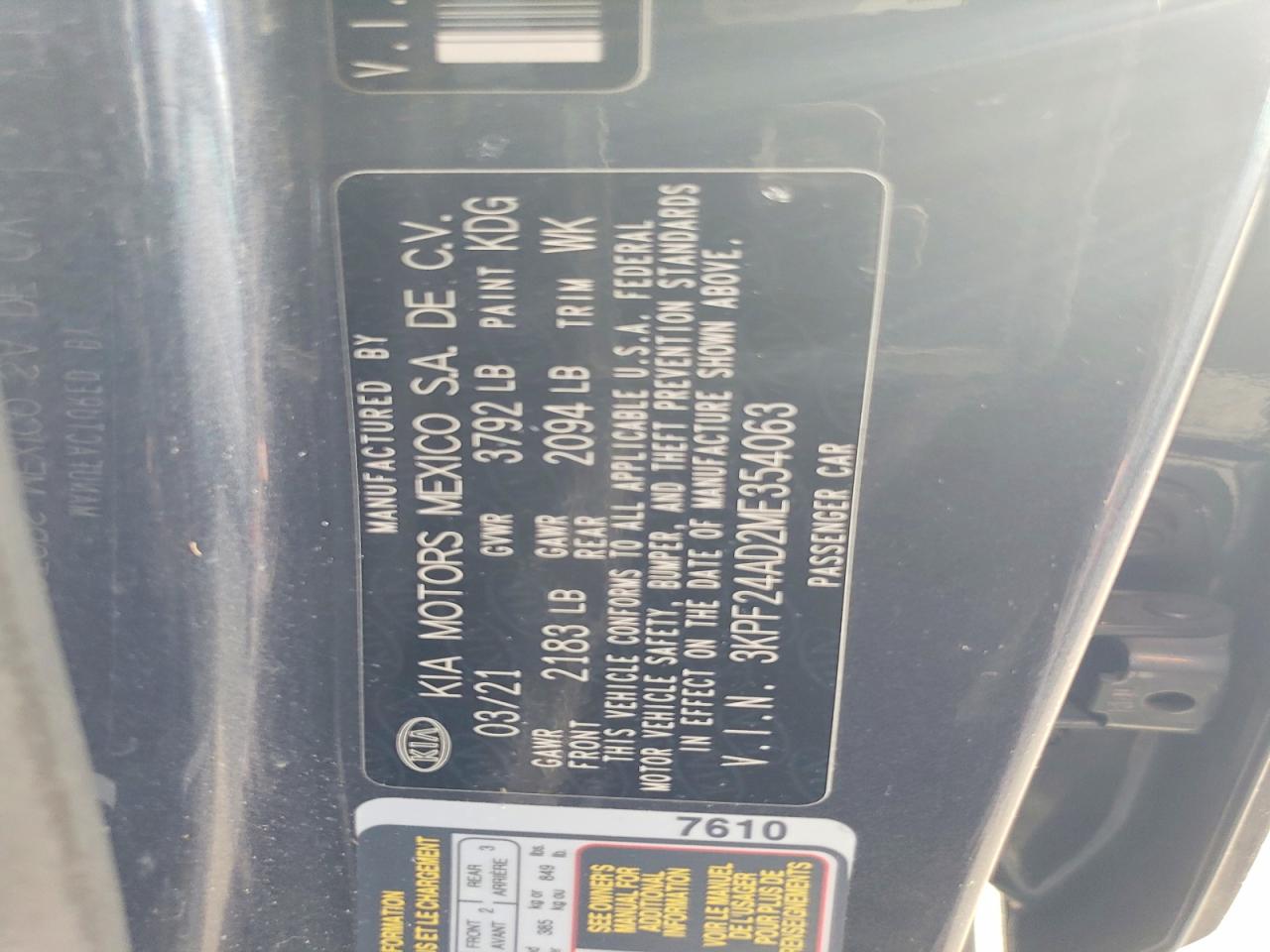 2021 KIA FORTE FE photo 12