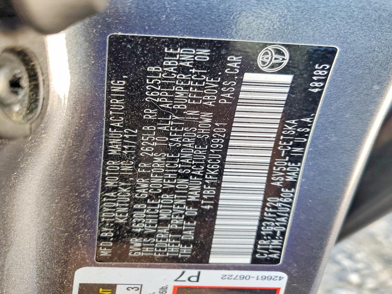 2012 TOYOTA CAMRY BASE photo 23