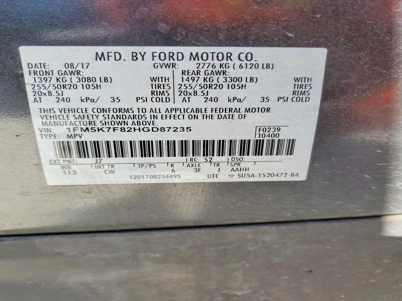 2017 FORD EXPLORER LIMITED photo 13