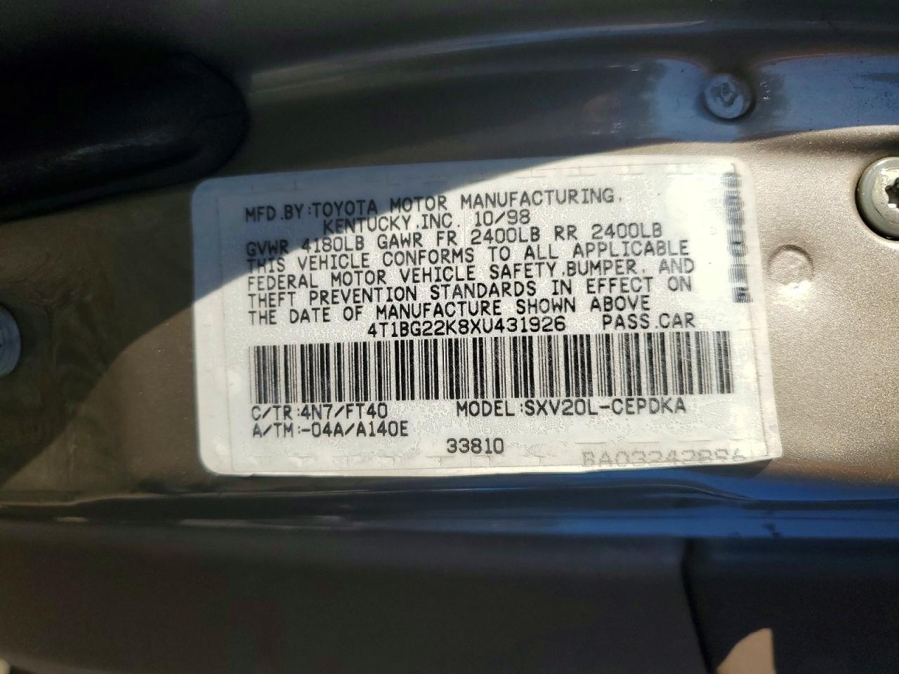 1999 TOYOTA CAMRY CE photo 12
