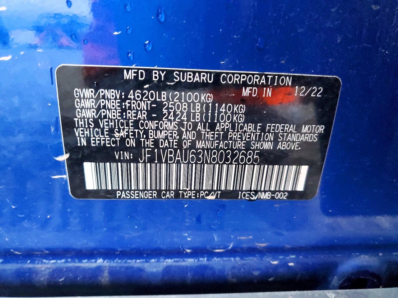 2022 SUBARU WRX GT photo 25