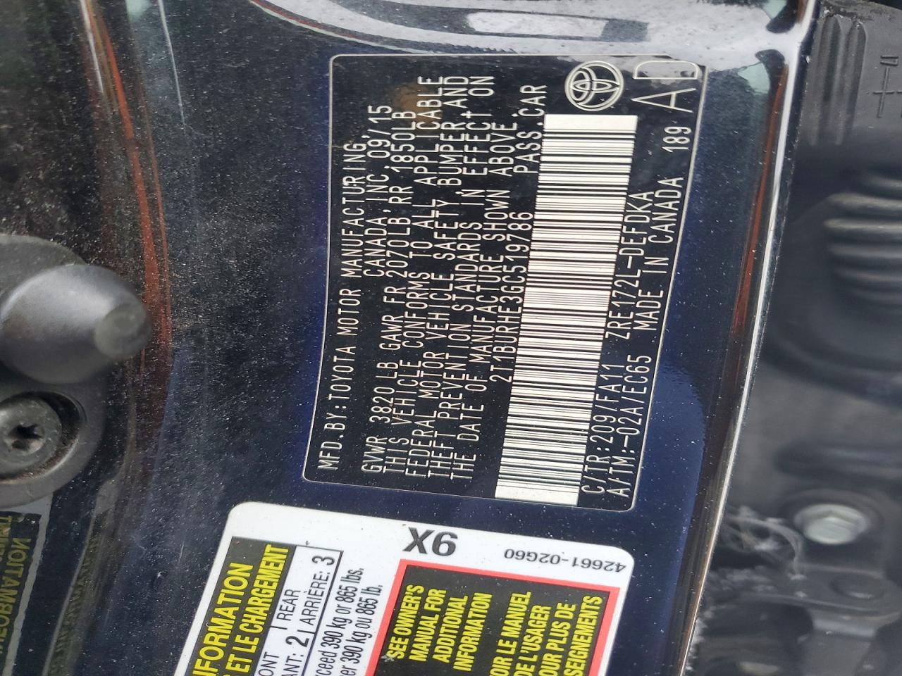 2016 TOYOTA COROLLA L photo 12