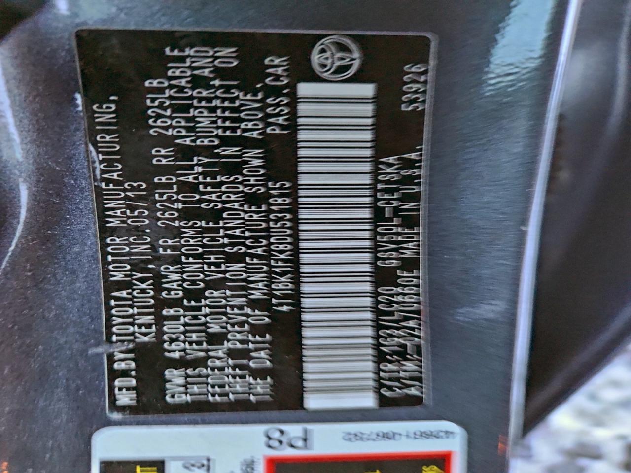 2013 TOYOTA CAMRY SE photo 34