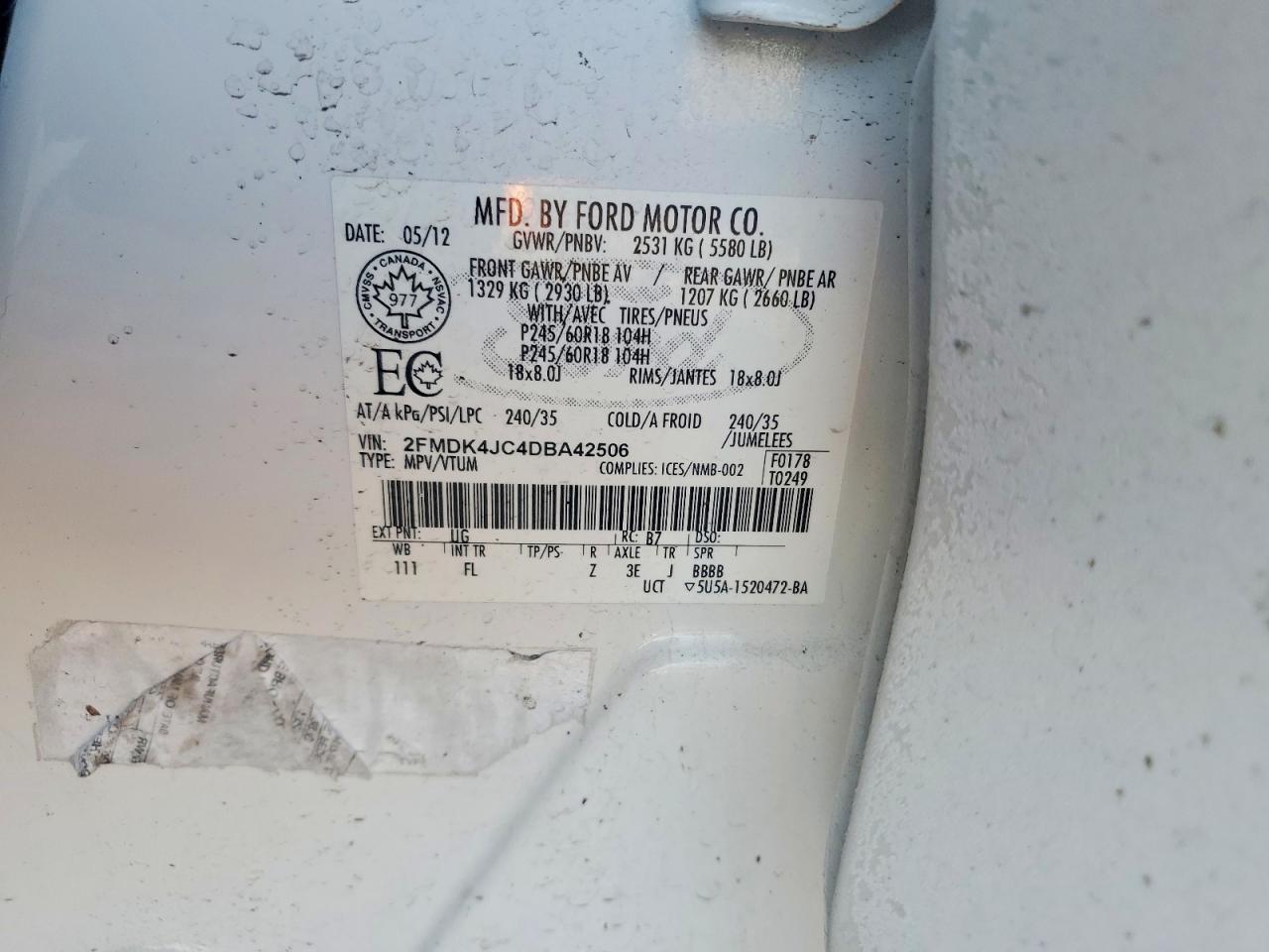 2013 FORD EDGE SEL photo 13