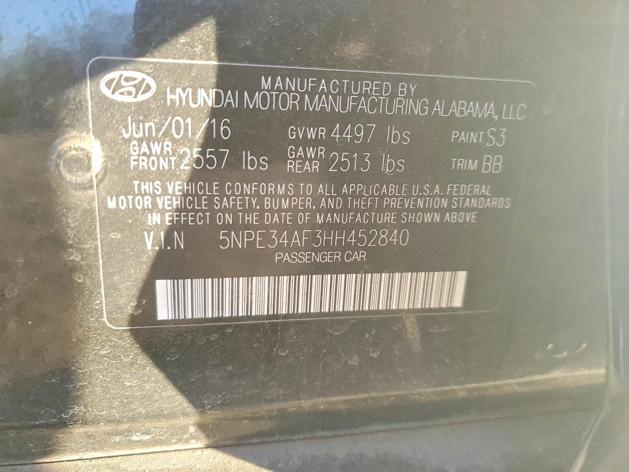 2017 HYUNDAI SONATA SPORT photo 12